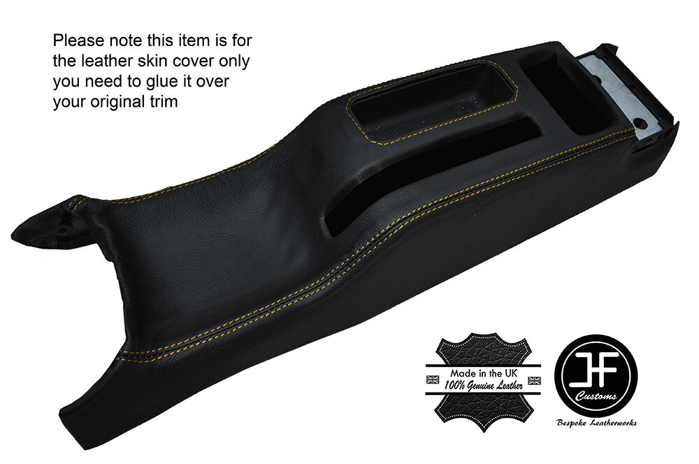 YELLOW STITCH CENTER CONSOLE LEATHER COVER FITS VW GOLF MK4 IV JETTA 1998-2005