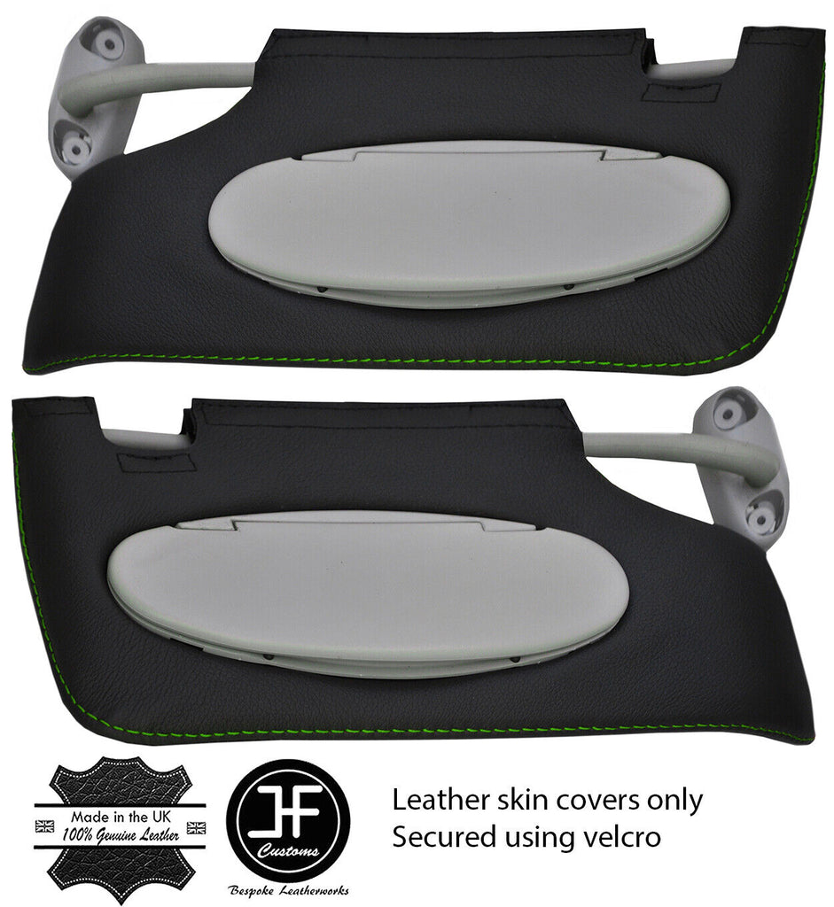 GREEN STITCH FITS BMW MINI R50 R53 ONE COOPER S 01-03 2X SUN VISORS COVERS