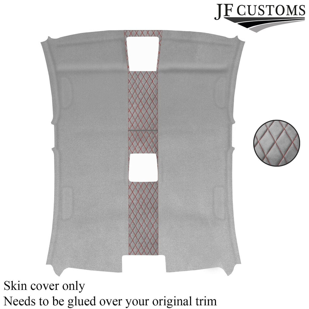 DSG2 RED DIAMOND STITCH L GREY LUXE SUEDE HEADLINER COVER FOR BMW E90 SALOON
