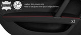 RED STITCH 2X FRONT DOOR ARMREST NAPPA LEATHER COVERS FOR AUDI TT MK2 06-14
