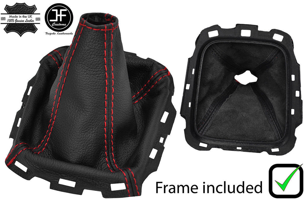 RED STITCH LEATHER GEAR GAITER+PLASTIC FRAME FOR TOYOTA AVENSIS 2015-2018