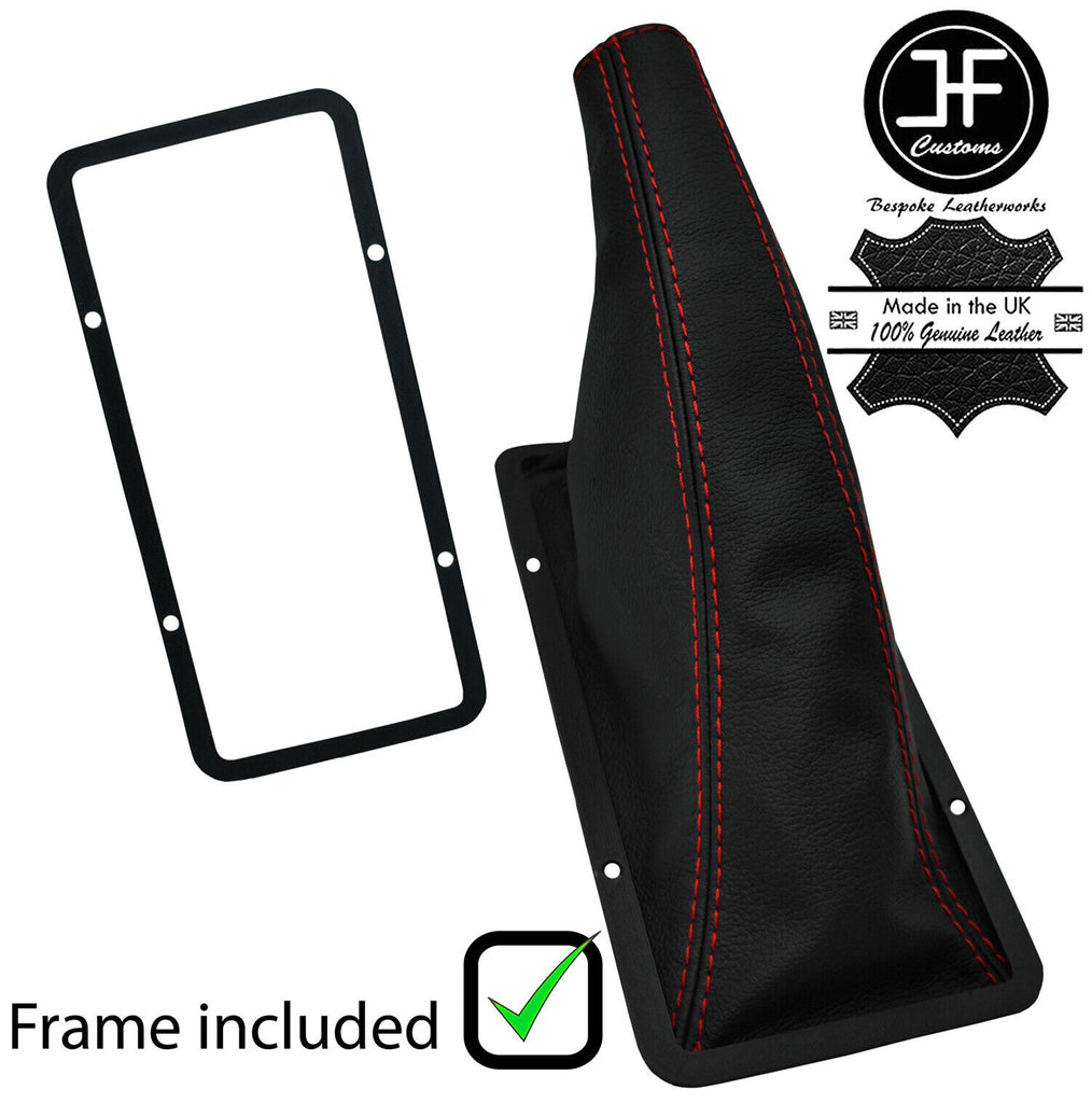 RED STITCH LEATHER HANDBRAKE GAITER +PLASTIC FRAME FOR FORD GRANADA MK2 77-85