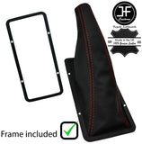 RED STITCH LEATHER HANDBRAKE GAITER +PLASTIC FRAME FOR FORD GRANADA MK2 77-85