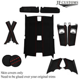 RED STITCH LEATHER & SUEDE COVERS FOR E92 COUPE 06-13 TOP RECOVERY KIT