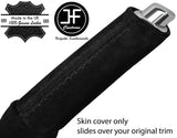 BLACK STITCH HANDBRAKE HANDLE REAL SUEDE COVER FITS FORD FIESTA 2017-2019