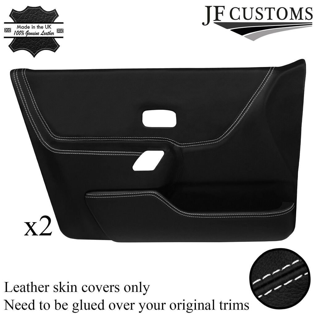 WHITE STITCH 2X FRONT FULL DOOR CARD LEATHER COVERS FOR FORD ESCORT MK4 5 DOOR
