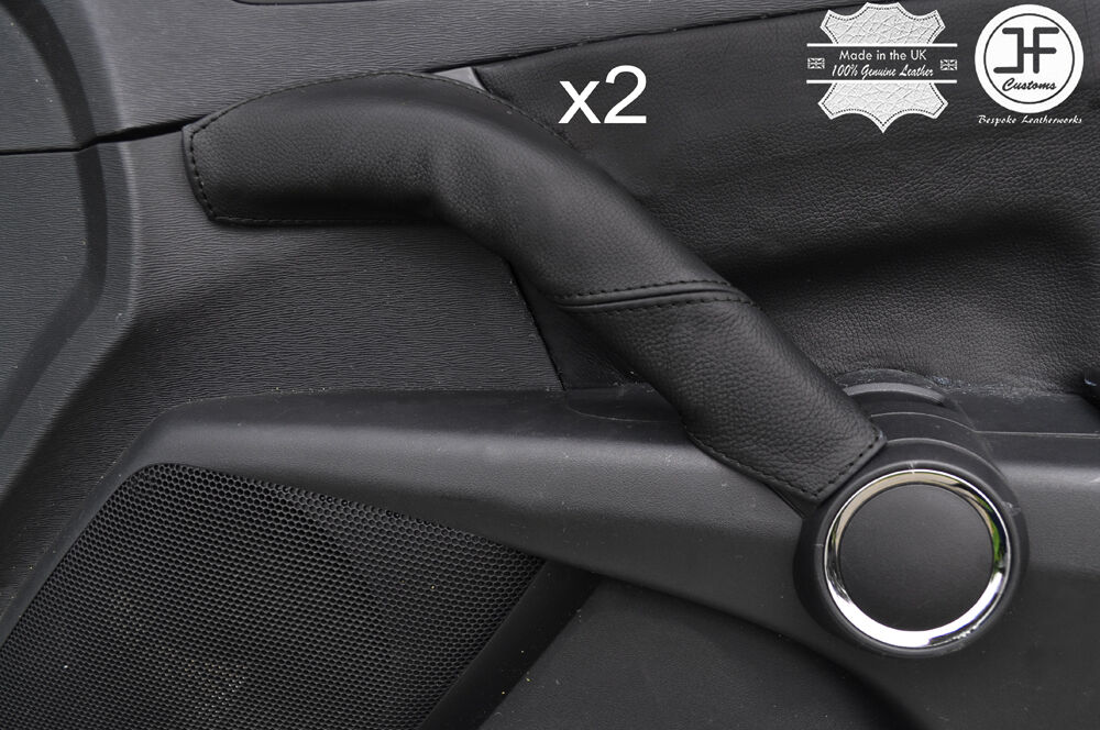 BLACK STITCH 2X FRONT DOOR HANDLE LEATHER COVERS FITS TOYOTA SCION TC 2005-2010