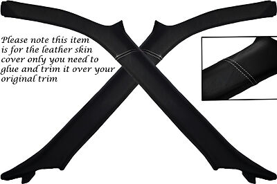 WHITE STITCH FITS NISSAN 200SX S13 88-93 WINDSCREEN PILLAR LEATHER SKIN COVERS