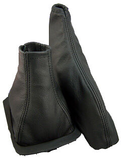 BLACK DOUBLE STITCHING LEATHER GAITER SET FITS VAUXHALL CAVALIER CALIBRA