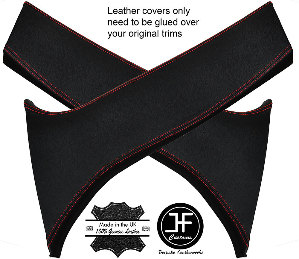 RED STITCH 2X LOWER B PILLAR COVERS FOR SUBARU IMPREZA WRX STI HATCH 08-14