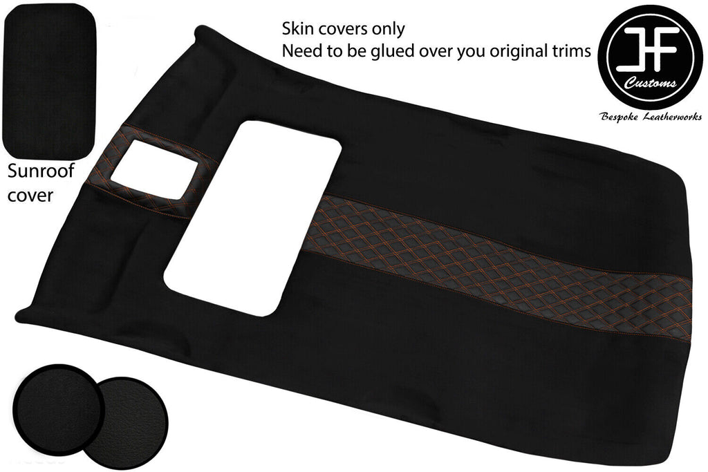BROWN DIAMOND STITCH SUN ROOF HEADLINING LUXE SUEDE COVER FOR VW GOLF MK4 5 DR
