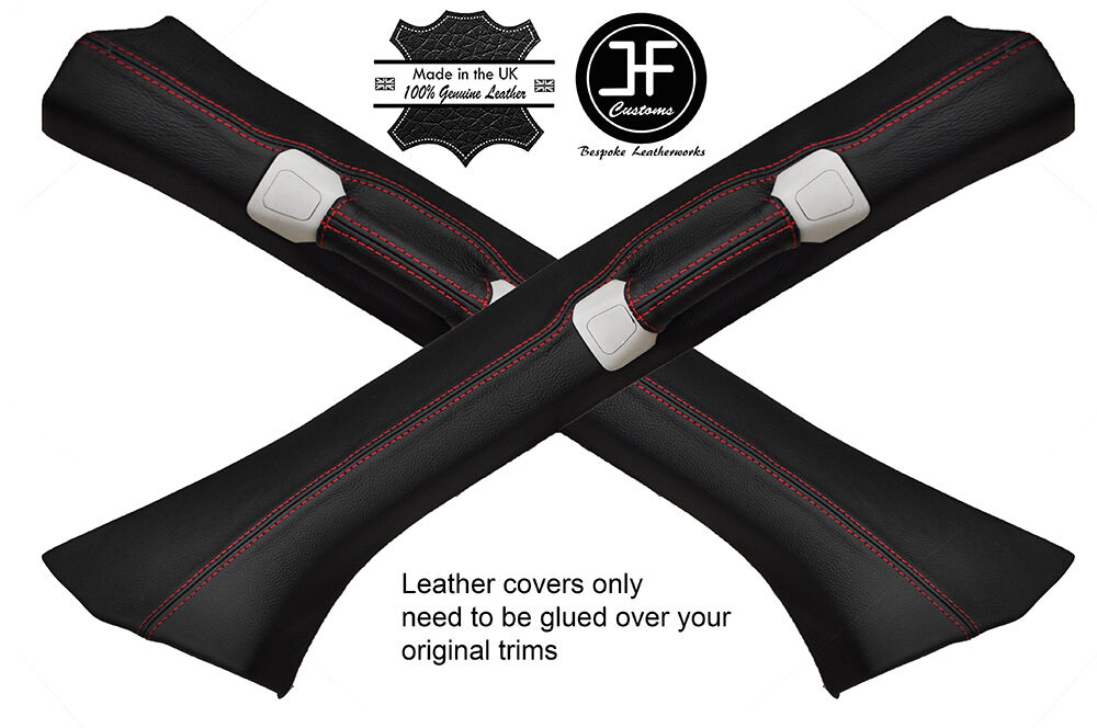 RED STITCHING FITS VOLVO XC90 2002-2014 2X A PILLAR HANDLE LEATHER COVERS