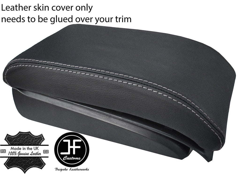 GREY STITCH TOP GRAIN LEATHER ARMREST COVER FITS VW TOURAN & CADDY MAXI 11-15