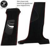 RED STITCH 2X UPPER AND 2X LOWER B PILLAR LUXE SUEDE COVER FOR AUDI Q5 08-15