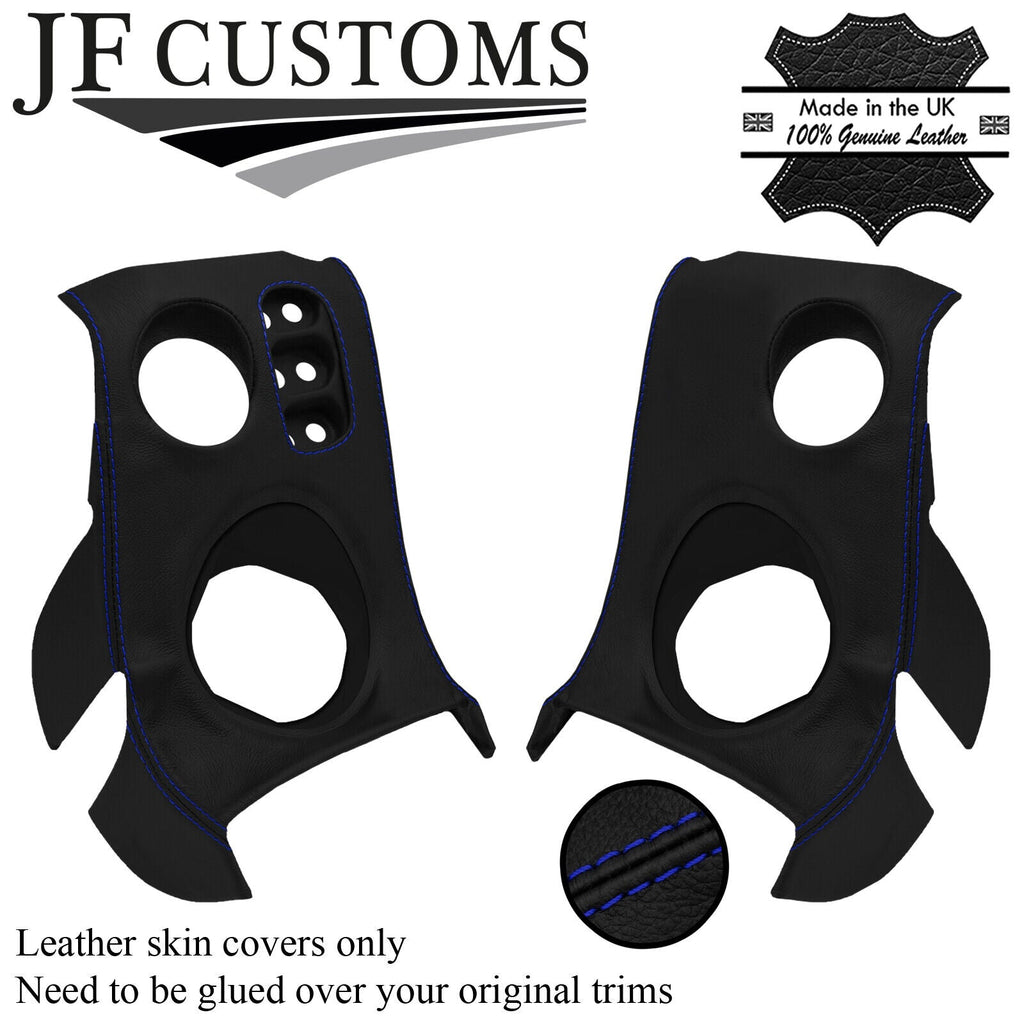 BLUE STITCH LEATHER 2X SPEAKER VENT DASH SILL COVERS FOR LOTUS ELISE S2 01-06