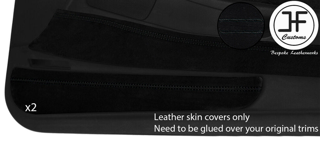 BLACK STITCH 2X BOTTOM DOOR POCKET SUEDE COVERS FOR BMW 8 SERIES E31 90-99