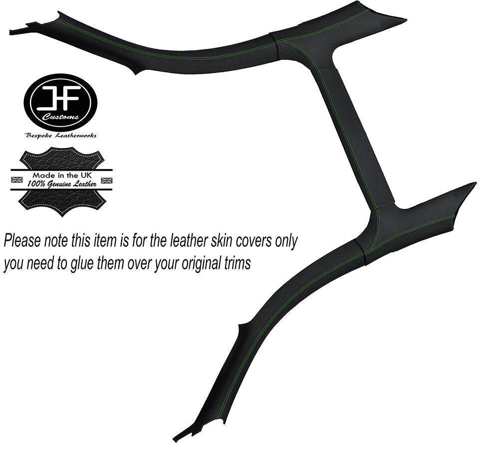 GREEN STITCHING PILLAR SET LEATHER COVERS FITS AUDI TT MK1 COUPE 1998-2006