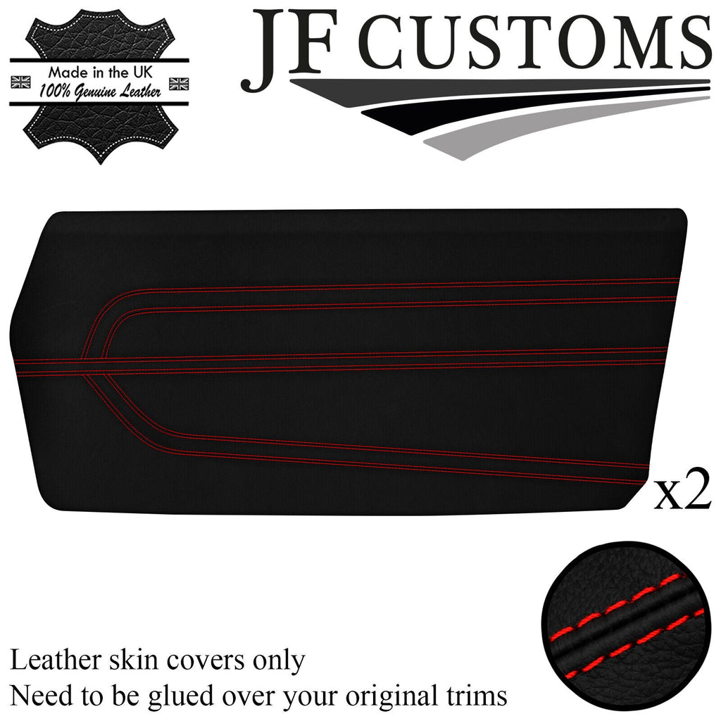 RED STITCH LEATHER 2X FRONT DOOR CARDS COVERS FOR FORD CORTINA MK3 COUPE 70-76