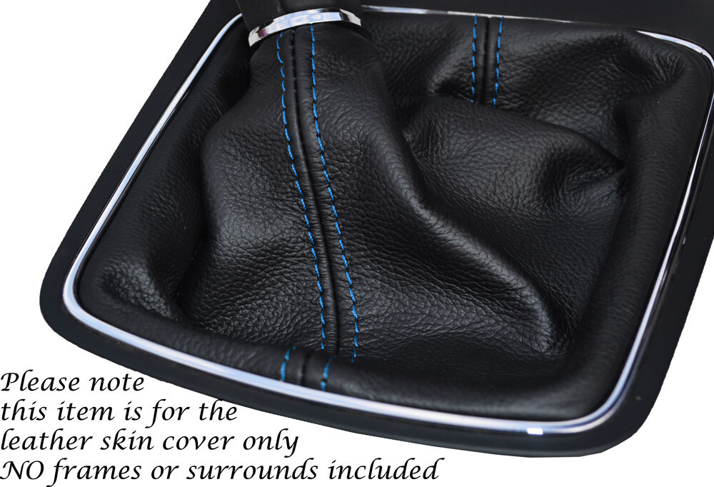 BLUE STITCHING MANUAL LEATHER GEAR GAITER FITS SEAT LEON MK3 2013+ CUSTOM NEW