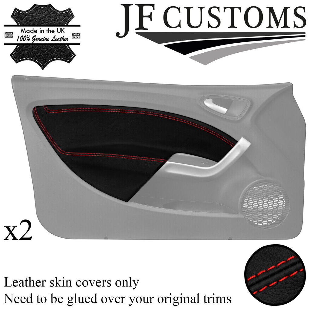 RED STITCH LEATHER 2X FRONT DOOR CARD TRIM COVERS FOR SEAT IBIZA MK4 08-12 3DR