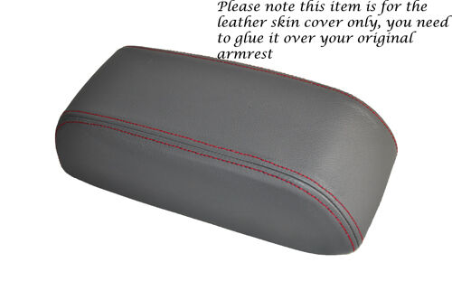 RED STITCHING MID GREY LEATHER ARMREST COVER FITS TOYOTA HILUX 2002-2005