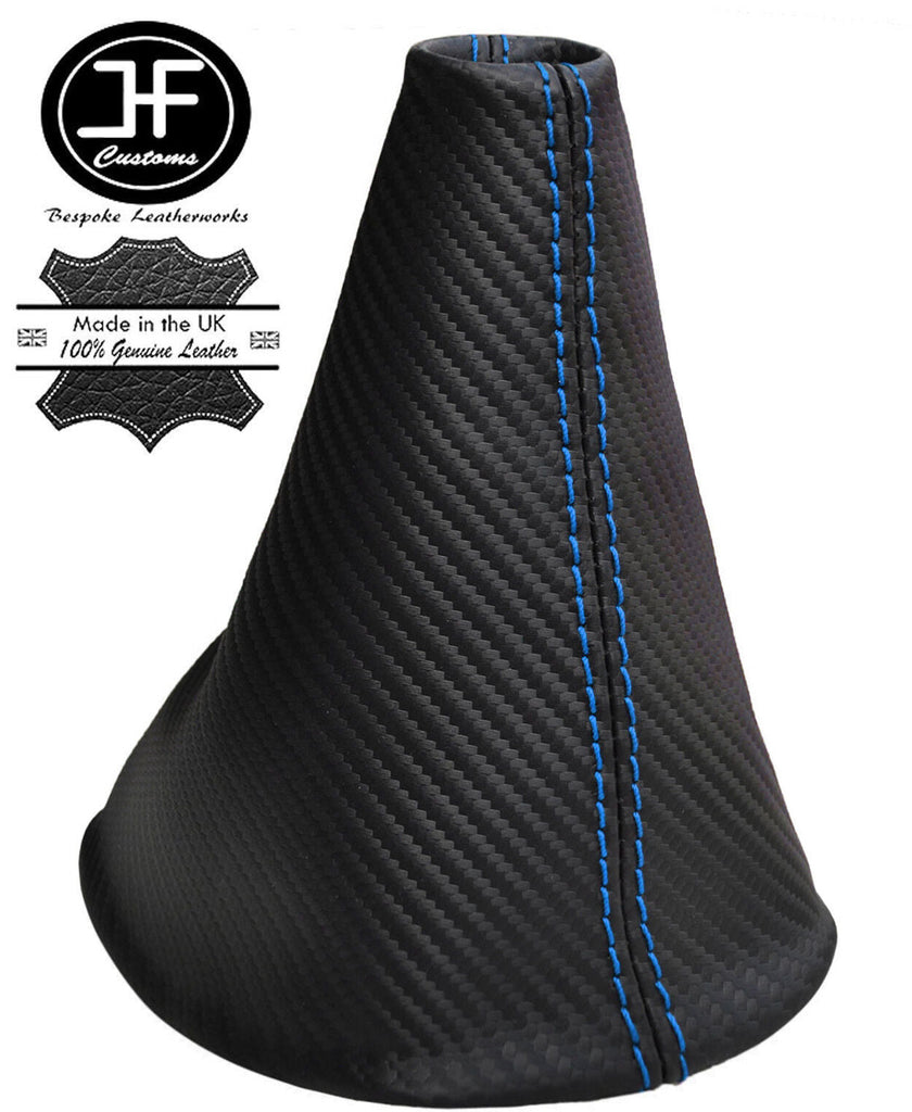 BLUE STITCH CARBON FIBER VINYL GEAR GAITER FITS VW T5 TRANSPORTER 2003-2011