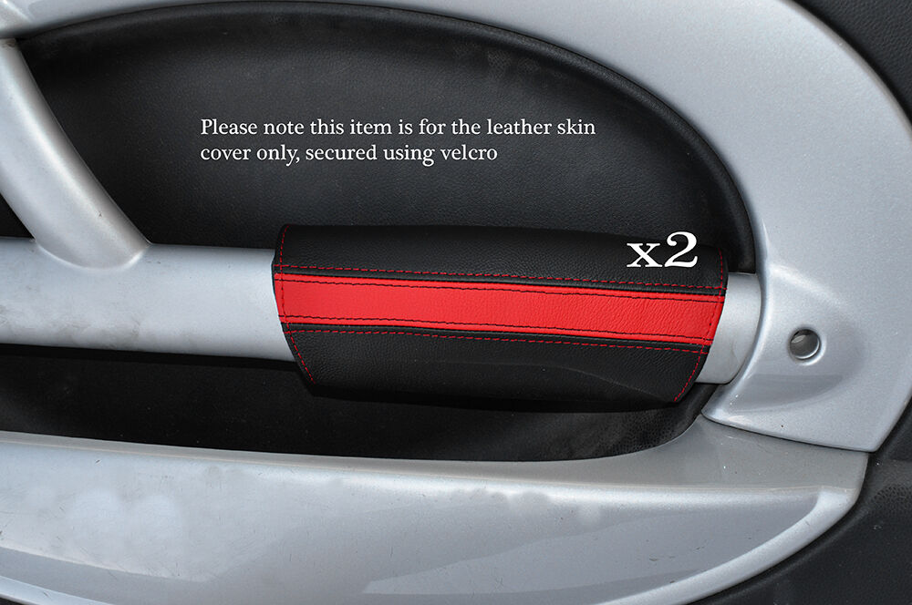 BLACK & RED 2X PANTHERS DOOR ARMREST LEATHER COVER FITS BMW MINI COOPER 01-03