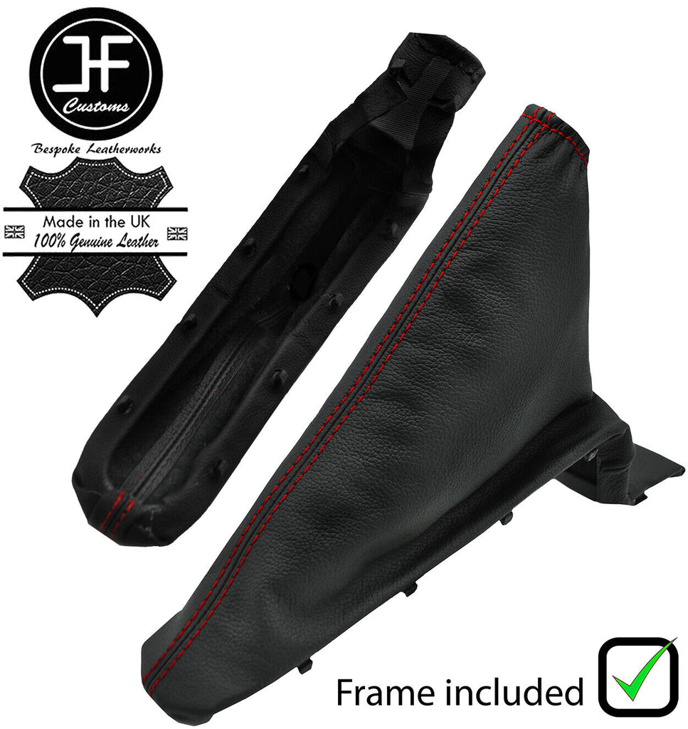 RED STITCH LEATHER HANDBRAKE + PLASTIC FRAME FOR VAUXHALL SINTRA 1996-1999