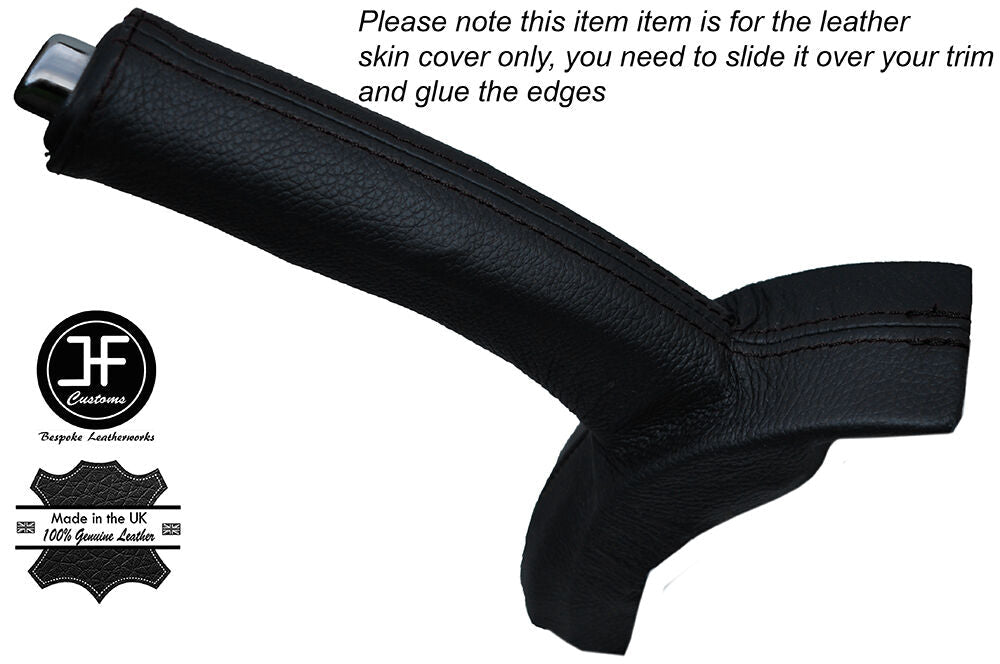BLACK STITCHING LEATHER SKIN HANDBRAKE GAITER FITS HYUNDAI COUPE 2007-2009