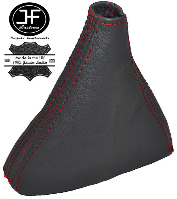 RED STITCH DARK GREY LEATHER AUTO AUTOMATIC GEAR GAITER FOR VOLVO S80 98-06
