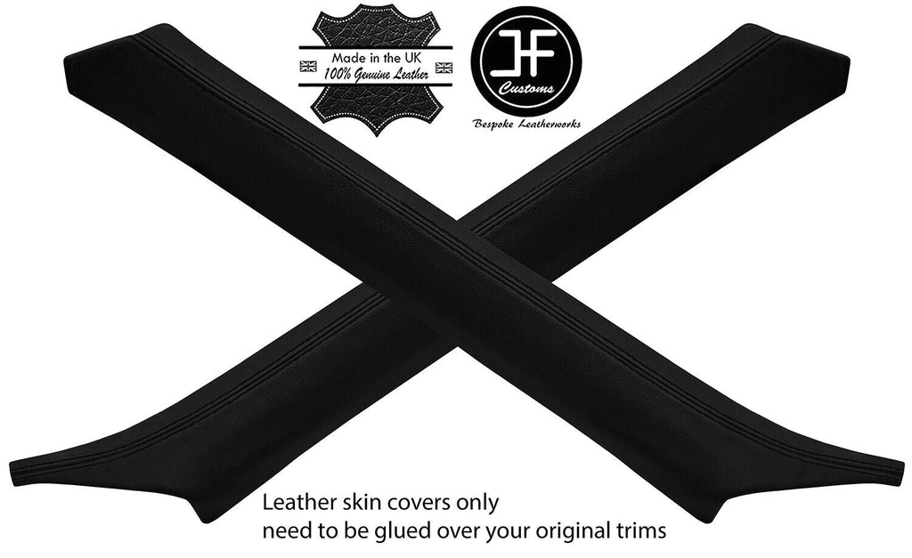 BLACK STITCH 2X A PILLAR REAL LEATHER COVERS FOR BMW 8 SERIES E31 1990-1999