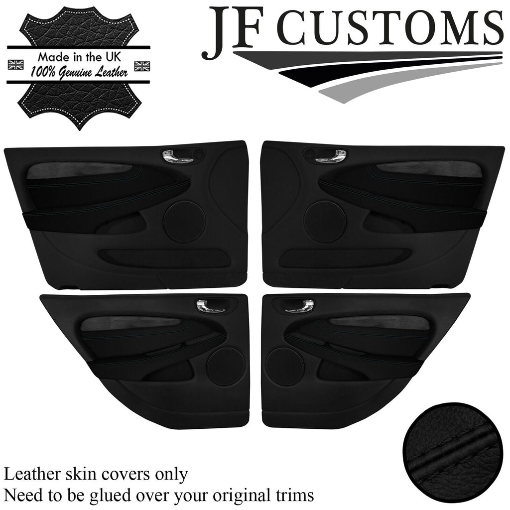 BLACK STITCH LEATHER 4X DOOR TRIM ARMREST COVERS FOR JAGUAR X-TYPE 01-09 JF2