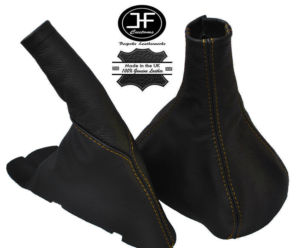 YELLOW STITCH LEATHER GEAR & HANDBRAKE GAITER FITS VAUXHALL OPEL CORSA B 93-00