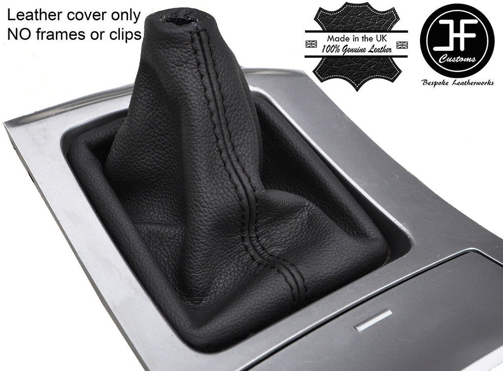 BLACK STITCHING TOP GRAIN REAL LEATHER GEAR GAITER COVER FITS MAZDA 3 2009-2013