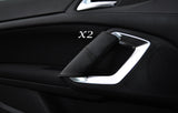 BLACK STITCHING 2X DOOR HANDLE LEATHER SKIN COVERS FITS PEUGEOT 308 2013-2015