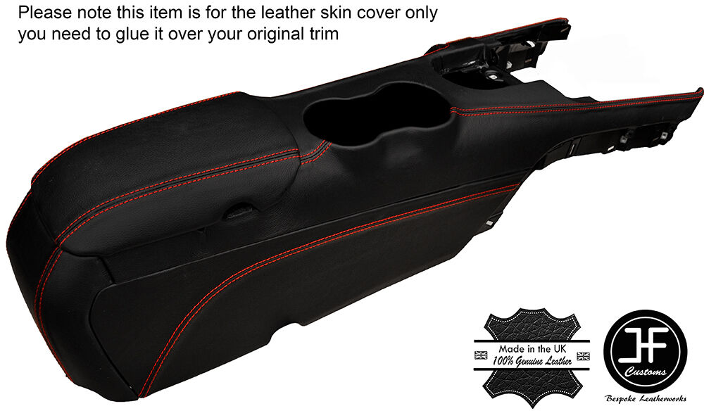 RED STITCH CENTRE CONSOLE ARMREST LTHR COVERS FITS FORD MUSTANG 15-17 STYLE 2