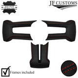 D RED STITCH LEATHER COVERED STEERING WHEEL TRIMS+FRAMES FOR FORD MUSTANG 10-14