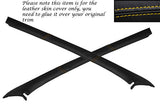 YELLOW STITCH 2X C PILLARS LEATHER SKIN COVERS FITS FORD CAPRI MK2 MK3