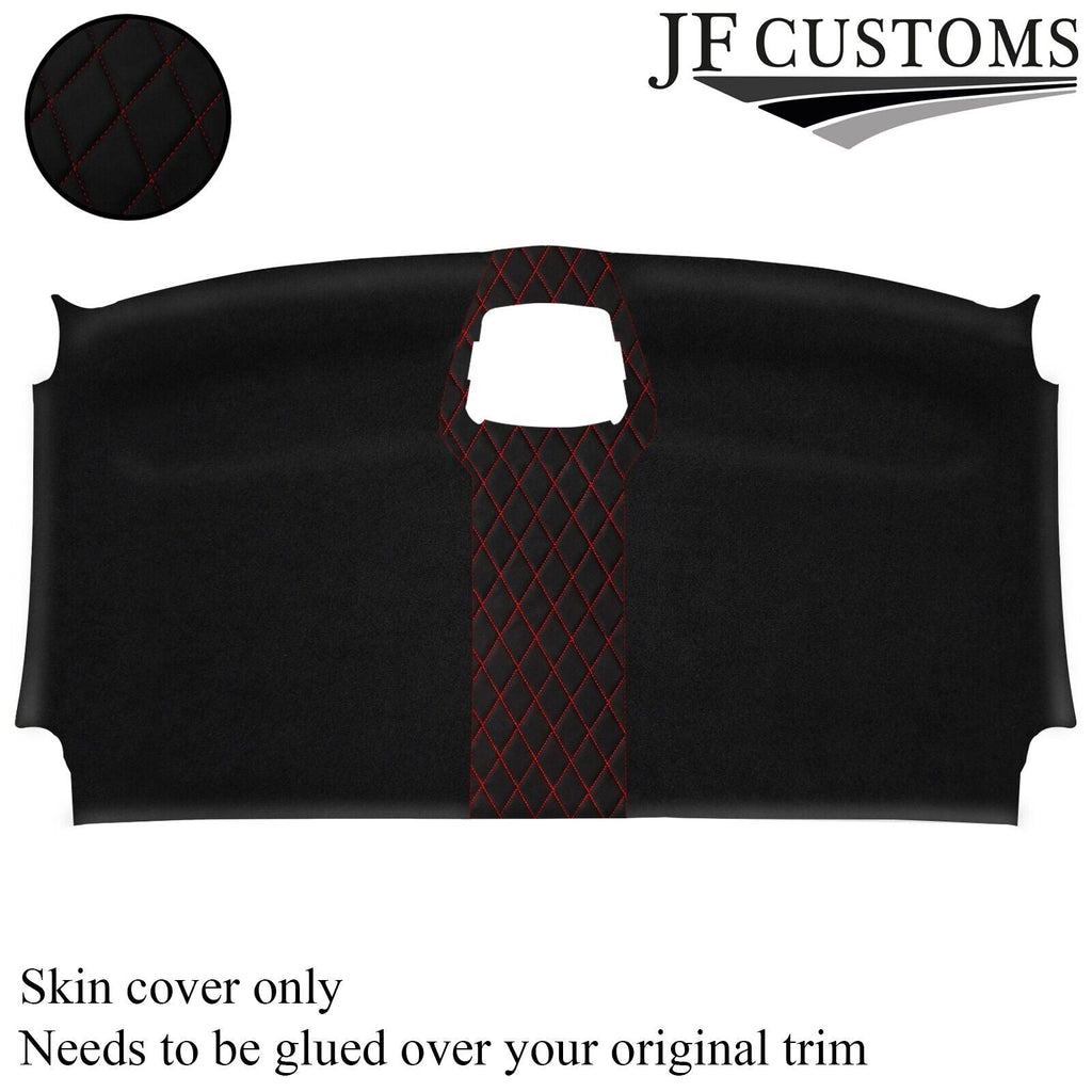 RED STITCH DIAMOND LUXE SUEDE FRONT HEADLINER COVER FITS VW CRAFTER 06-17