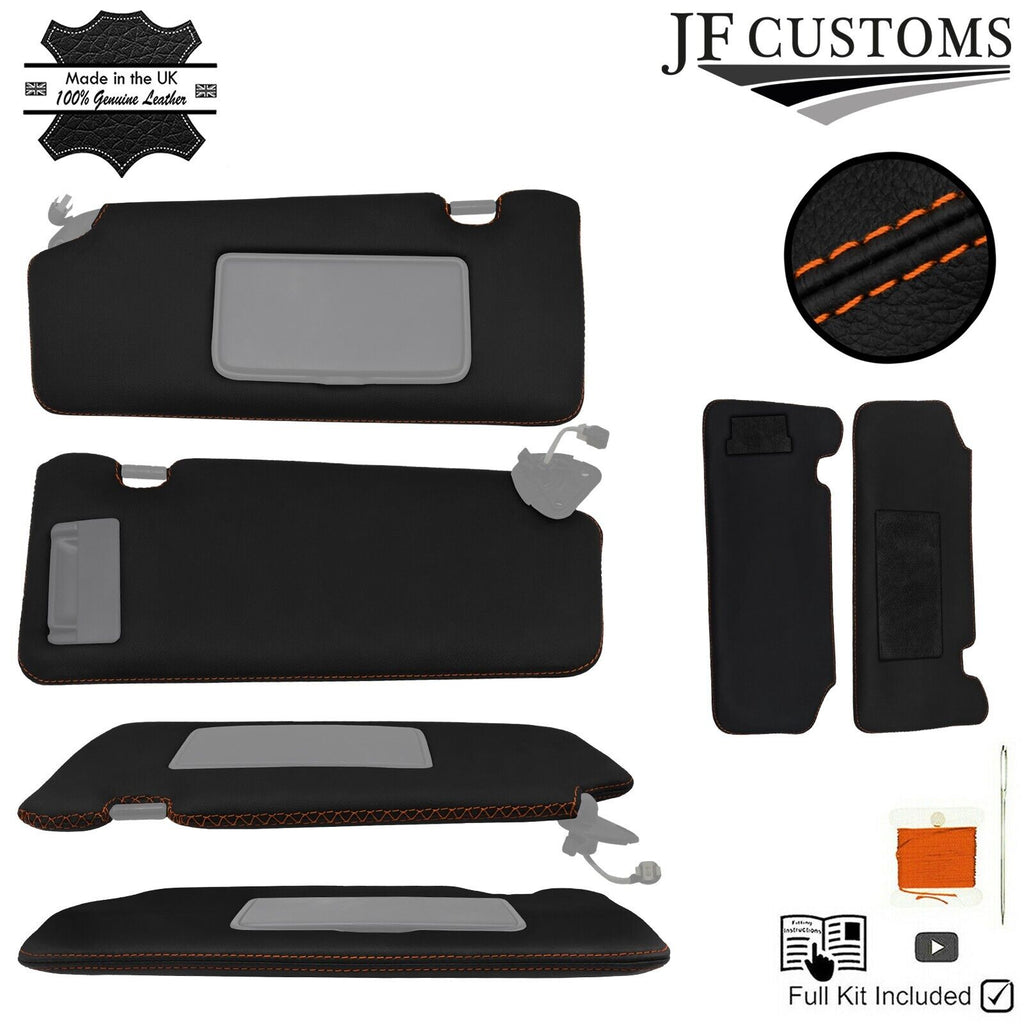 FITS NISSAN 370Z 09-20 ORANGE CROSS STITCH LEATHER 2X SUN VISOR COVERS