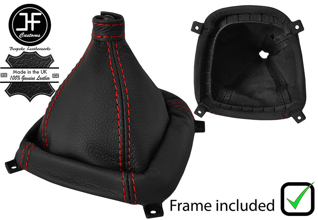 RED STITCH LEATHER MANUAL GEAR GAITER+PLASTIC FRAME FITS KIA CARENS 07-12