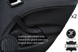 BLACK STITCH 2X REAR DOOR CARD TRIM REAL LTHR COVER FOR SEAT IBIZA 09-15 5 DOOR