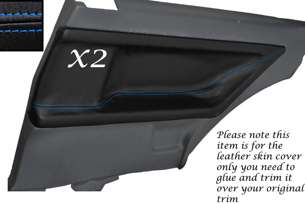 BLUE STITCH 2X REAR DOOR CARD LEATHER SKIN COVERS FITS BMW E36 COUPE 91-98