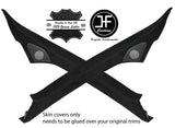 BLACK STITCH 2X A PILLAR REAL SUEDE COVERS FITS AUDI A3 CONVERTIBLE 2008-2013