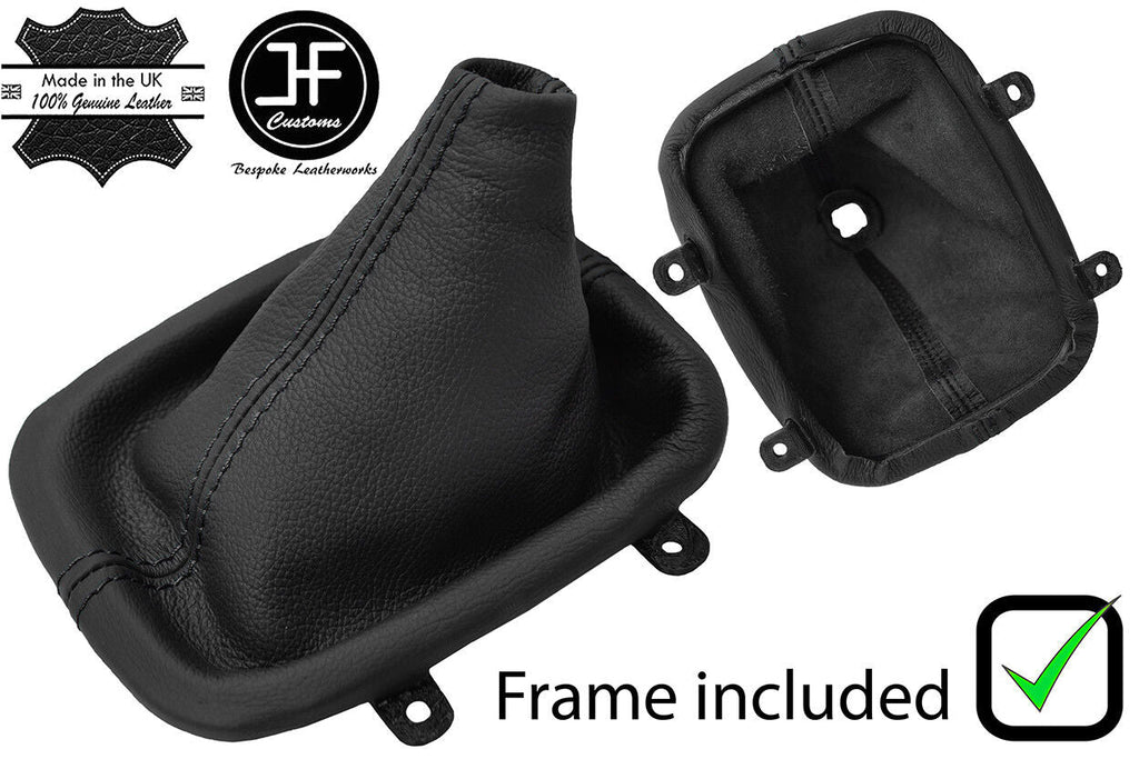 BLACK STITCH REAL LEATHER GEAR GAITER+PLASTIC FRAME FITS NISSAN S13 1988-1993