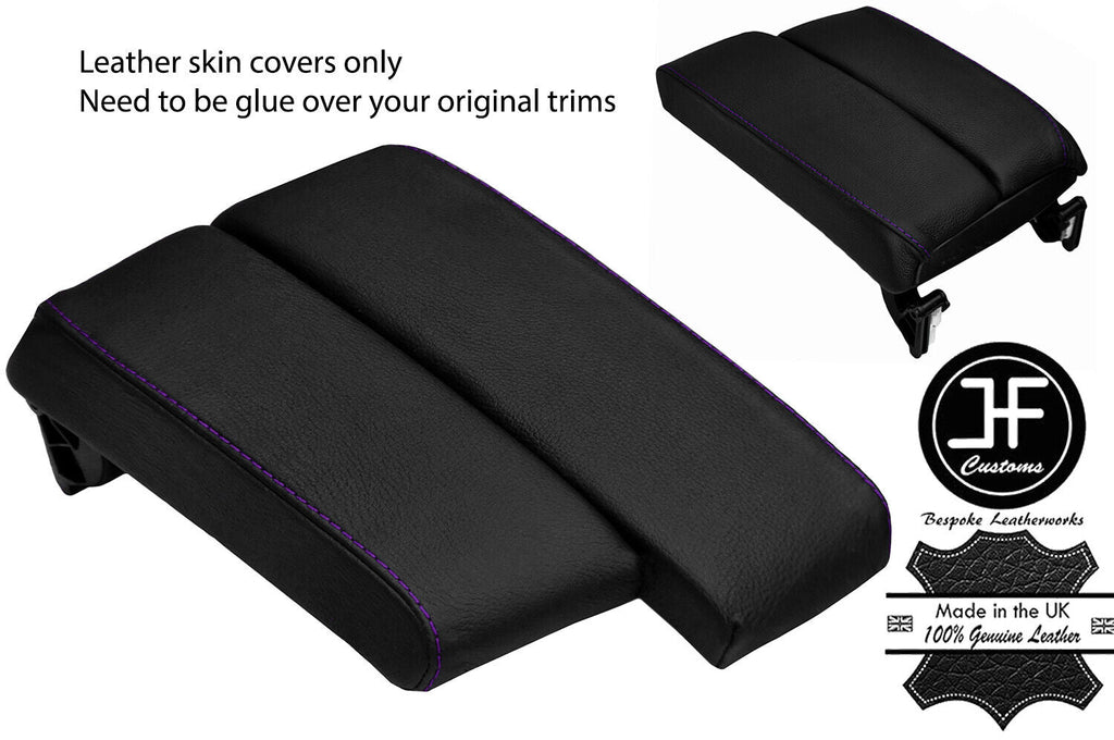 PURPLE STITCH SPLIT SLIDING ARMREST LID LEATHER COVERS FOR BMW E90 E91 E92 E93