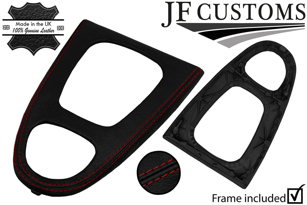 D RED STITCH LEATHER GEAR SURROUND COVER + FRAME FITS JAGUAR S-TYPE 99-08
