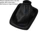 BLACK STITCH MANUAL LEATHER SKIN GEAR GAITER FITS CHEVROLET AVEO 2012-2015