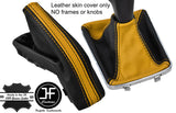 BLACK & YELLOW TOP GRAIN LEATHER GAITER SET FOR VAUXHALL OPEL ASTRA MK5 H 04-09