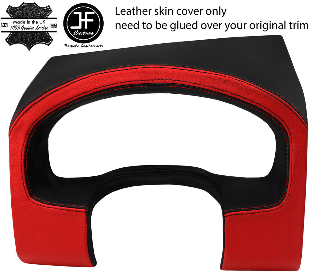 BLACK RED  INSTRUMENT CLUSTER HOOD REAL LEATHER COVER FOR FORD F150 04-08 JF1